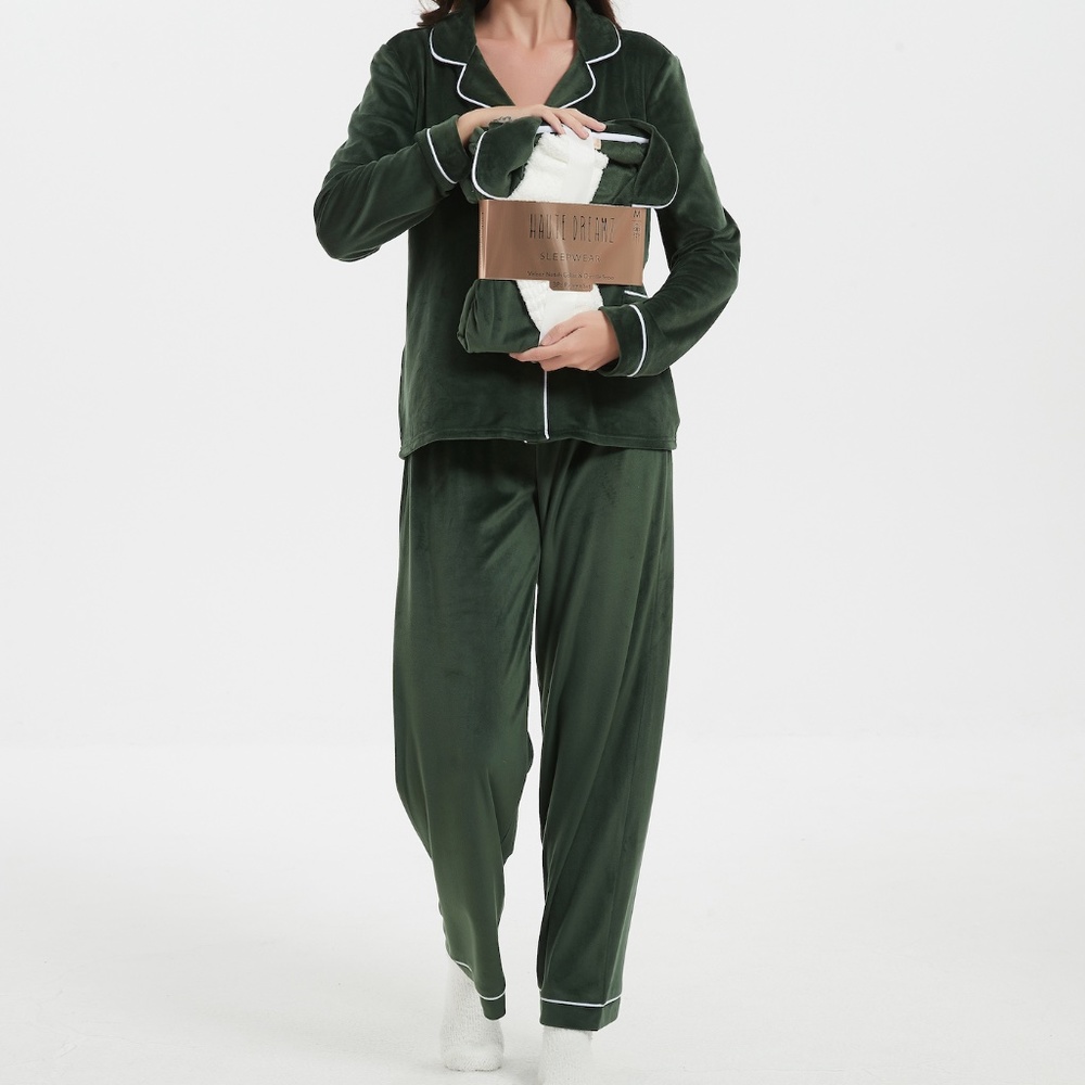 NWT VELOUR Notch Collar Pajama - Gift Set